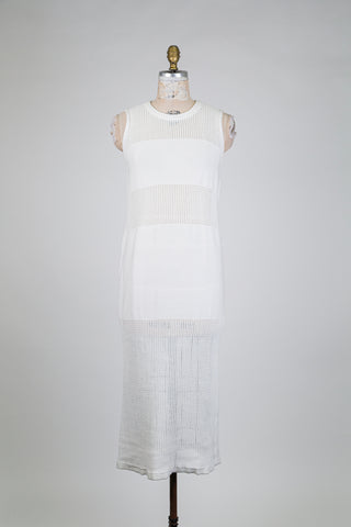 Robe ivoire en maille à bandes ajourées (S)