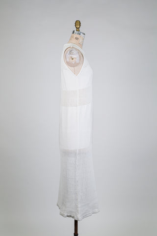 Robe ivoire en maille à bandes ajourées (S)