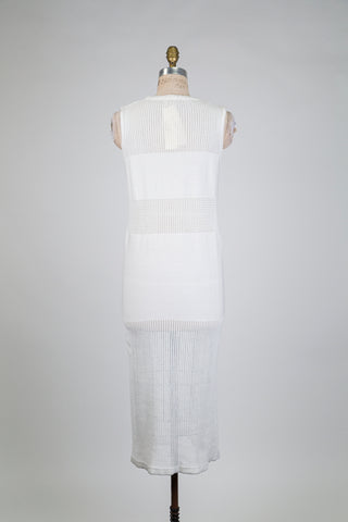 Robe ivoire en maille à bandes ajourées (S)