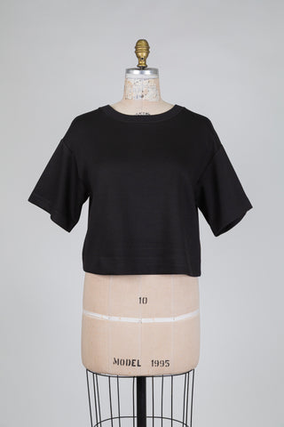Black cropped ribbed t-shirt (2-12)