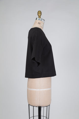 Black cropped ribbed t-shirt (2-12)