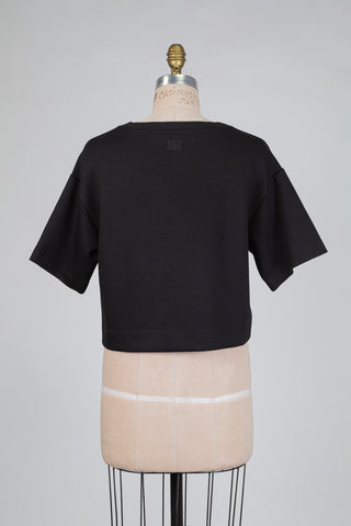 Black cropped ribbed t-shirt (2-12)