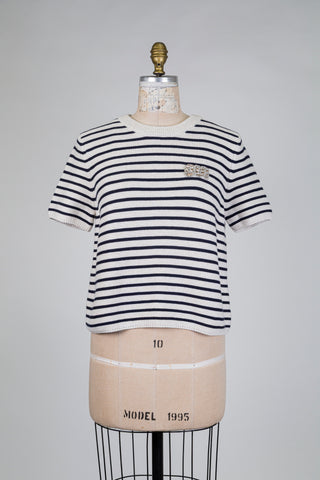 Chandail en tricot crème à rayures (8+10)