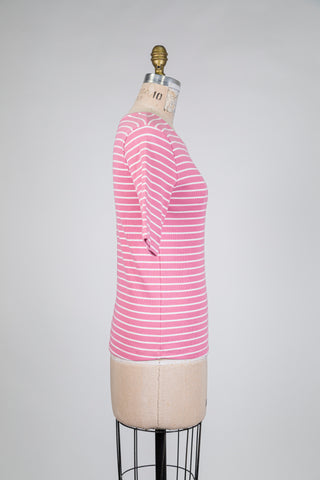T-shirt à rayures rose et blanc (10-14-16)