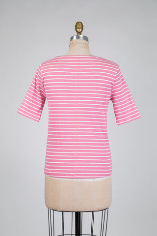 T-shirt à rayures rose et blanc (10-14-16)