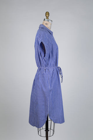 Blue double-striped shirt dress (4-6-12)
