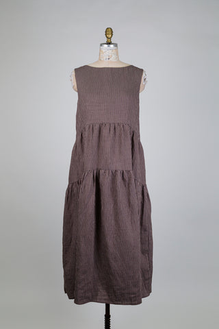 Brown pinstripe tank dress (S+)