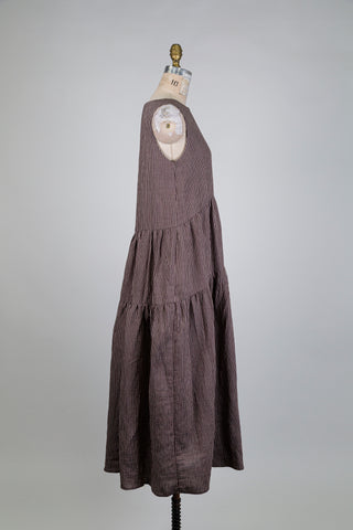 Brown pinstripe tank dress (S+)