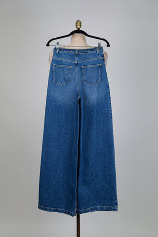 Pantalon denim à coutures déco (24+26)