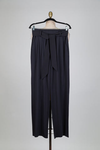 Pantalon souple noir à ceinture nouée (6)