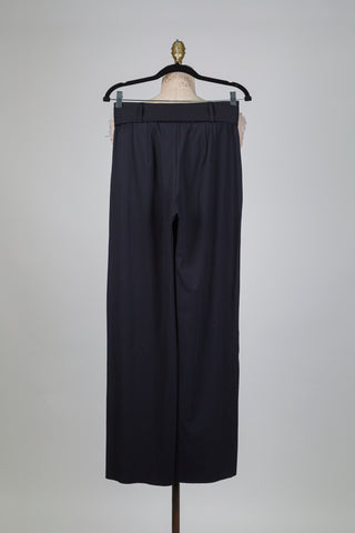 Pantalon souple noir à ceinture nouée (6)