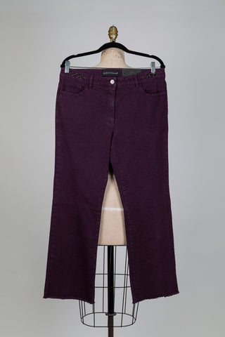 Pantalon denim aubergine à taille bijou (6-8-12-14)