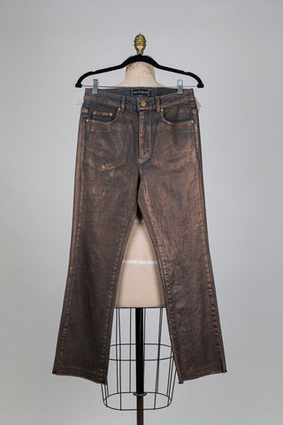 Pantalon denim droit fini bronze cuivré (4)