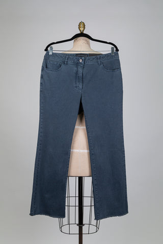 Steel blue denim trousers with frayed hem (sizes 8-12)