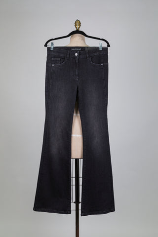 Black denim trousers with rhinestone trim (6-8-12)