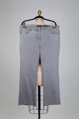 Grey denim trousers with jeweled waistband (10+16)