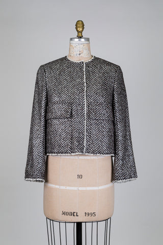 Veste à chevrons blanc et noir fini argenté (4 à 12)