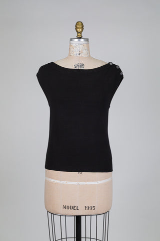 Black knit tank top with boat neck (12)