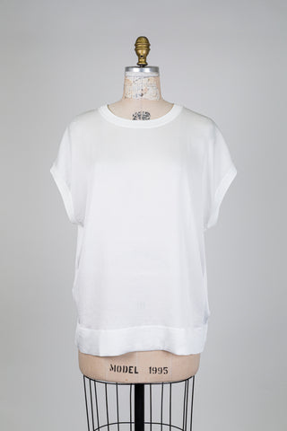 T-shirt blanc à finitions côtelées (12)