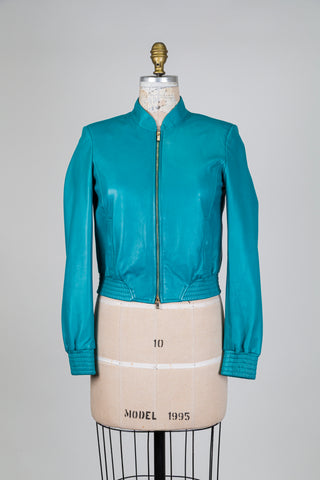 Bomber en cuir aqua (4-12-16)