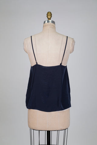 Navy top with jewelled drawstring neckline (4 to 8 years)