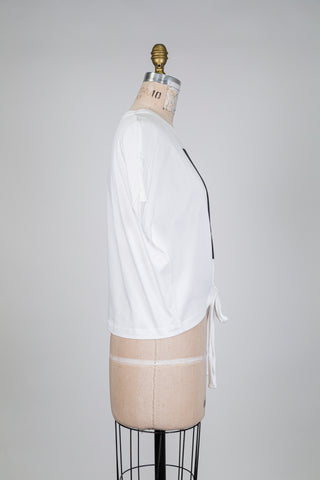 White tie-front t-shirt "typewriter" (sizes 4-6-8-14-16)