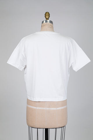 White tie-front t-shirt "typewriter" (sizes 4-6-8-14-16)