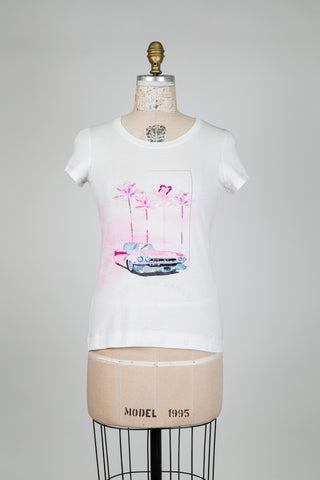 T-shirt blanc à imprimé californien rose (XS)