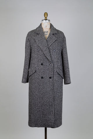 Black and white herringbone oversized coat (4+14)