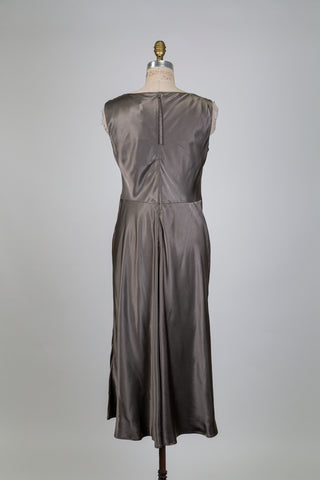Timeless grey satin dress (10 to 14)