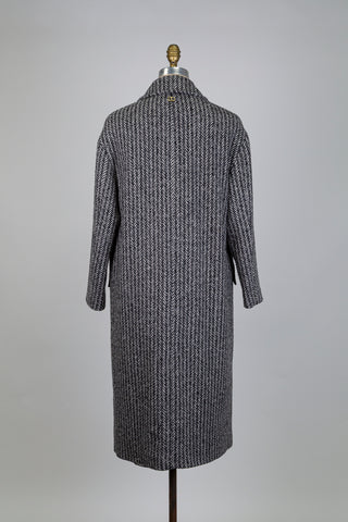 Black and white herringbone oversized coat (4+14)