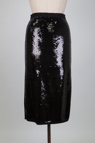 Black knitted sequined full skirt (S+M)