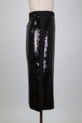 Black knitted sequined full skirt (S+M)