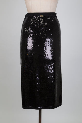 Black knitted sequined full skirt (S+M)