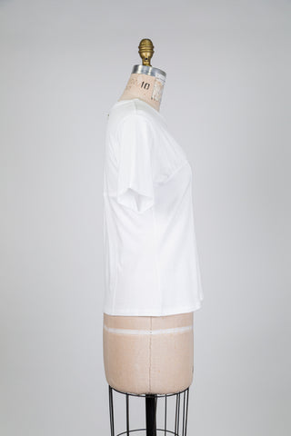 T-shirt blanc à coutures corset (S-L-XL)