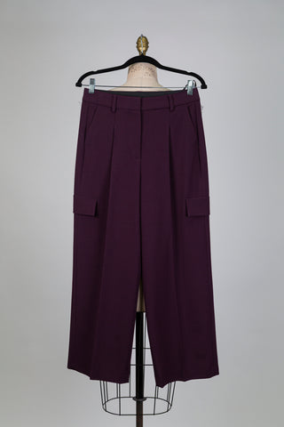 Pantalon aubergine cargo à pinces (6+16)