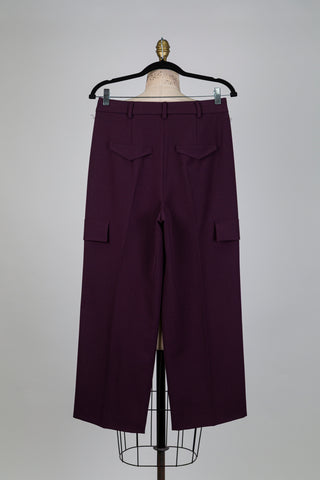 Pantalon aubergine cargo à pinces (6+16)