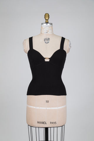 Haut en tricot noir à encolure cœur (M+L)