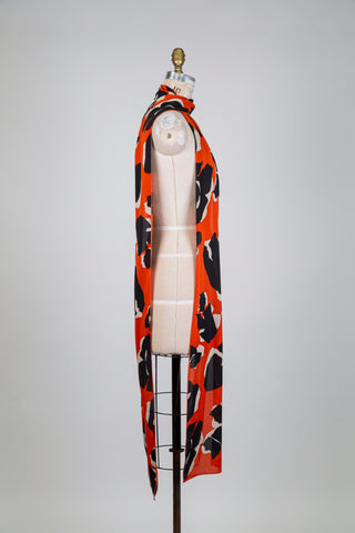 Graphic leopard print orange scarf (XXL)