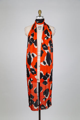 Graphic leopard print orange scarf (XXL)