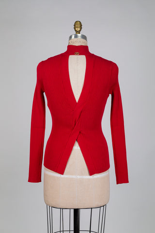 Open-back red sweater (S)