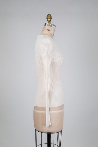 Cream ribbed crew neck sweater (sizes 4 to 12)