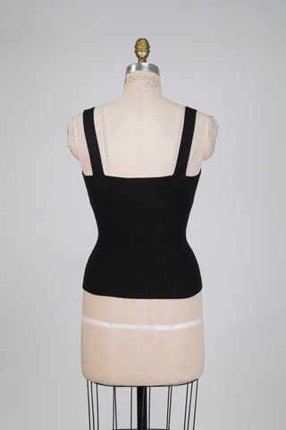 Haut en tricot noir à encolure cœur (M+L)
