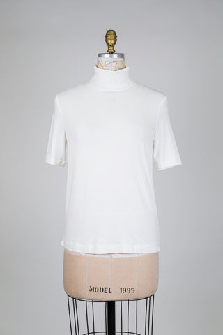 T-shirt col roulé côtelé blanc (4-12-14-16)