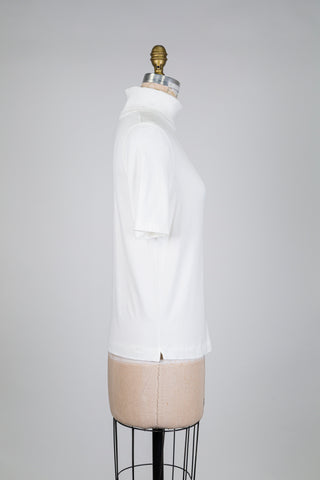 T-shirt col roulé côtelé blanc (4-12-14-16)