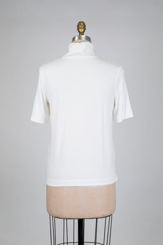 T-shirt col roulé côtelé blanc (4-12-14-16)