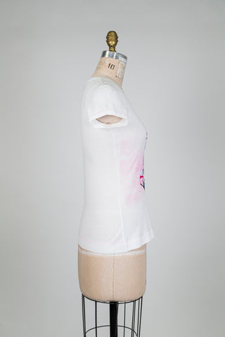 T-shirt blanc à imprimé californien rose (XS)