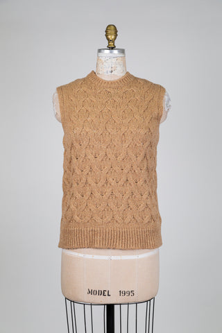 Débardeur beige doré en maille tressée (10)