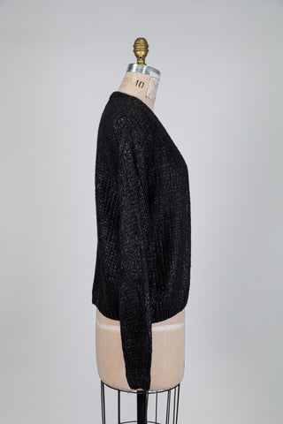 Cardigan noir en maille effet enduit (6 à 10)