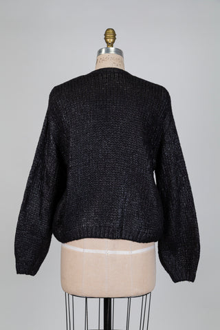 Cardigan noir en maille effet enduit (6 à 10)